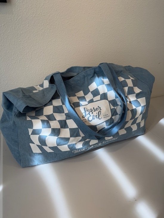 Lesser Evil Handbags - Lesser Evil Blue Checkered Canvas Tote